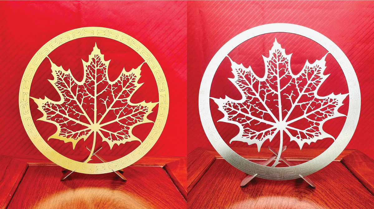 TRanh lá phong 2 inox