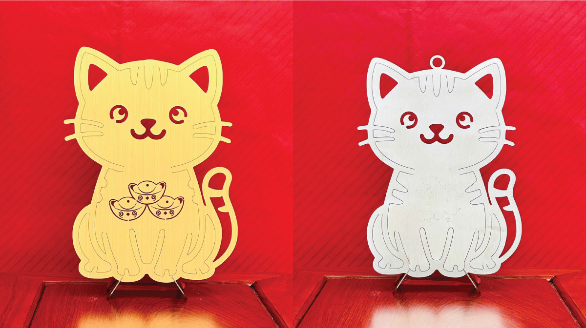 Tranh mèo (mão) inox 304 trang trí, quà tặng