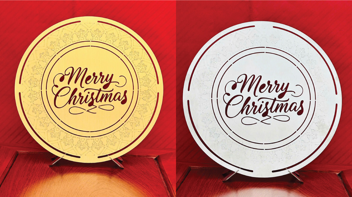 tranh đĩa Giáng Sinh inox