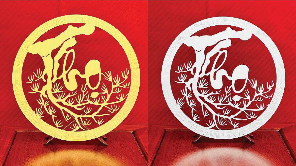 Trang chữ Thọ inox trang trí