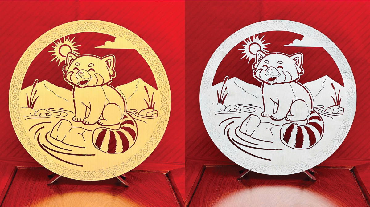 Tranh gấu mèo inox (gấu trúc đỏ)