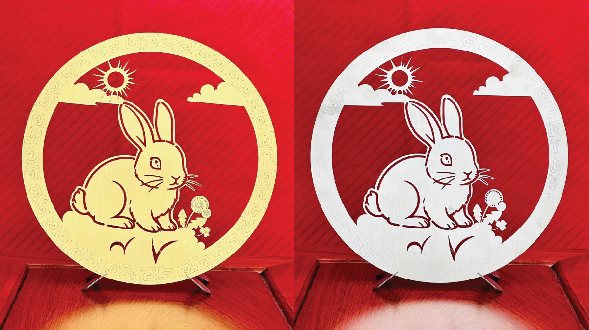 Tranh thỏ may mắn inox