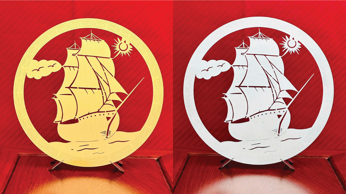 Trang thuyền buồm inox trang trí, quà tặng