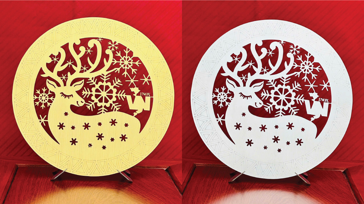 Tranh tuần lộc an lành inox