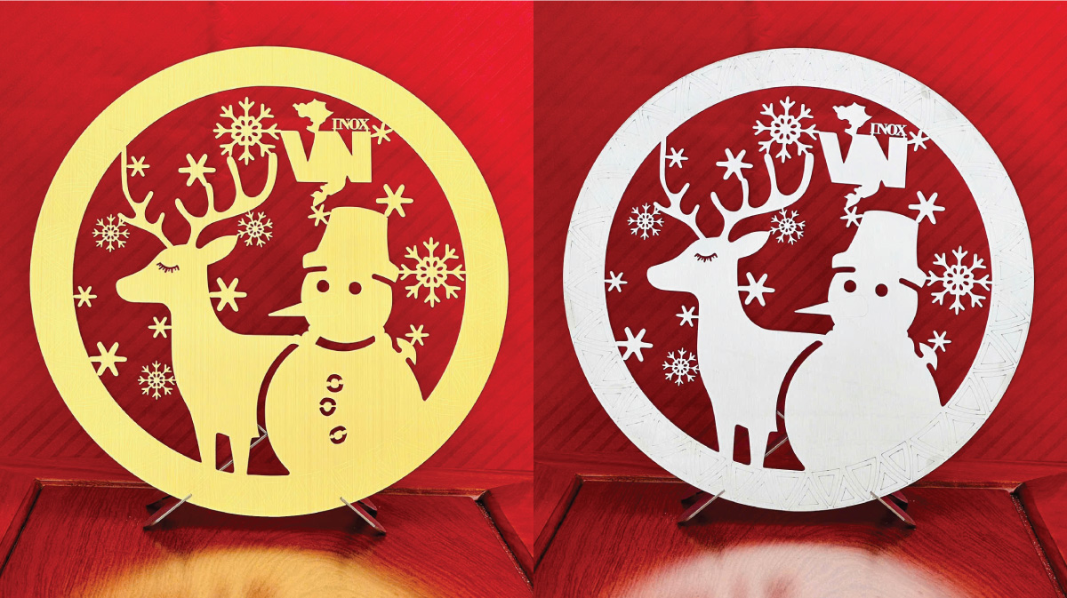 Tranh tuần lộc và người tuyết inox