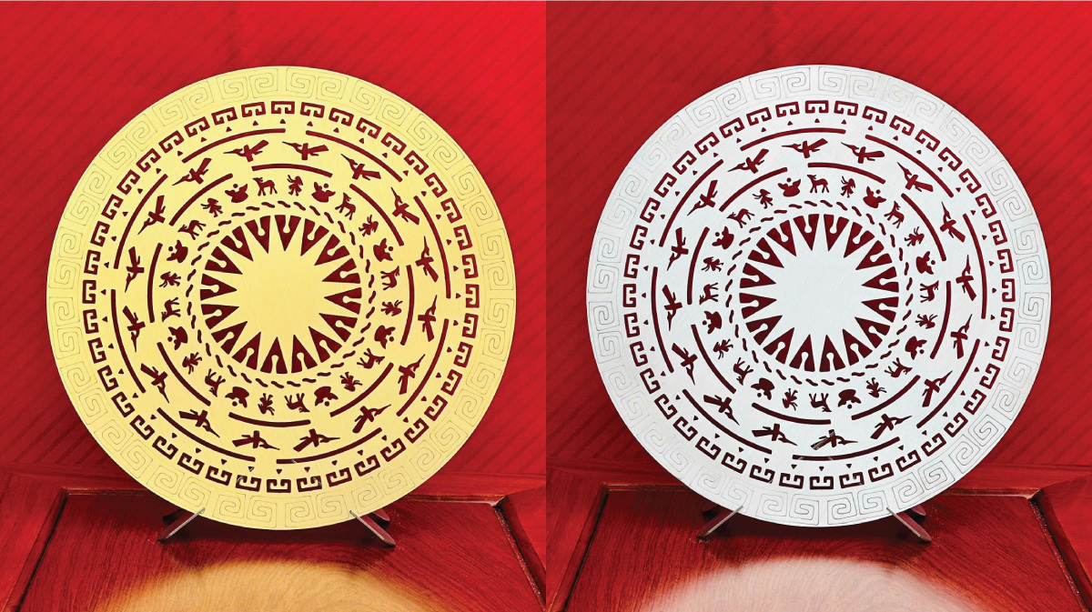 Tranh để bàn trống đồng Lạc Việt inox 304